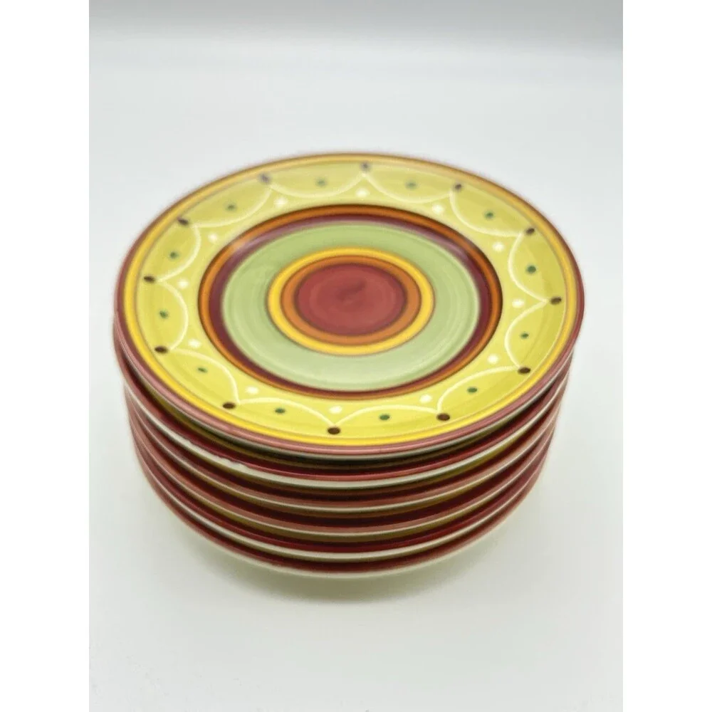 Pier 1 Salad Plates Etrusco 8” Made In Italy 💥hand-painted💥  Set Of 6 DISC.